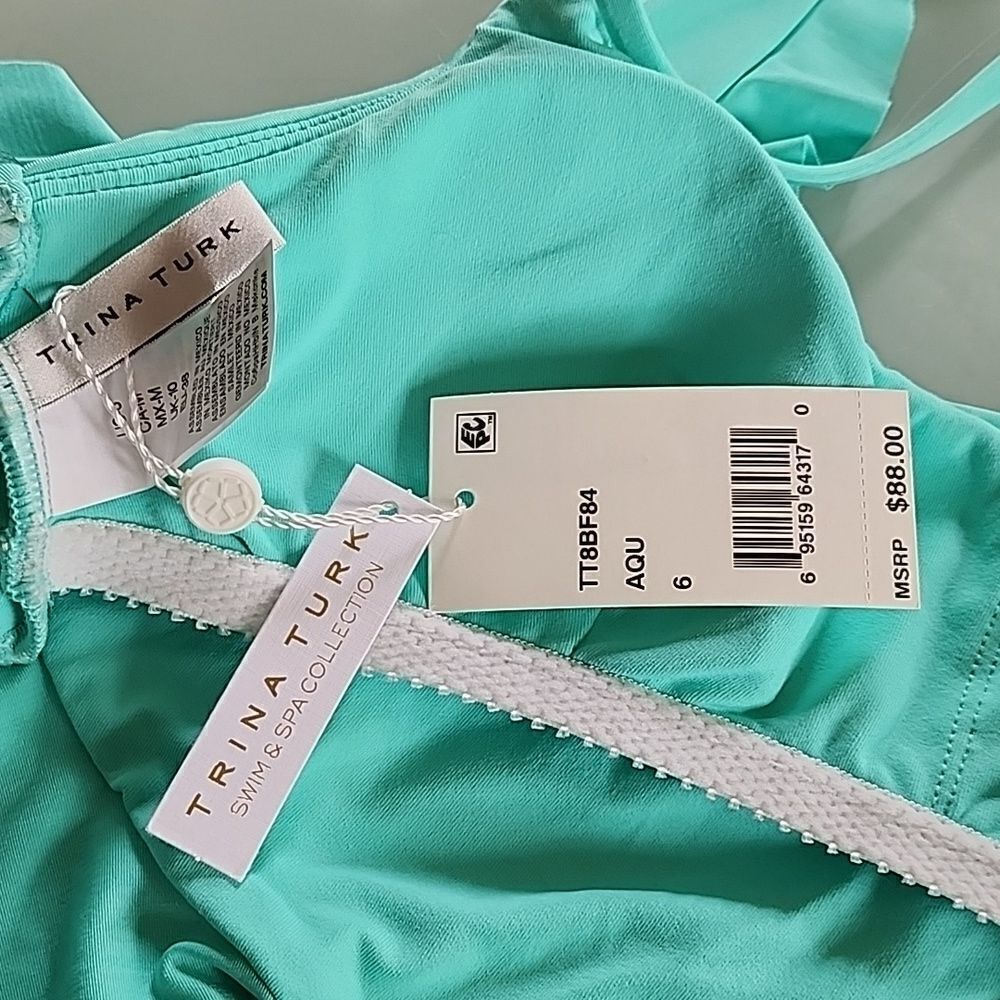 Trina Turk Fluttery Mint Color Tankini Top Size 6 NEW With Tags - Picture 6 of 8